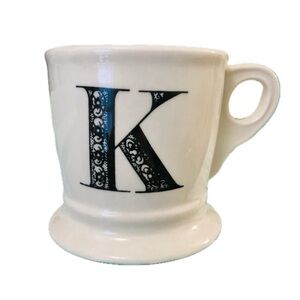 Anthropologie K Initial Mug Monogram black white